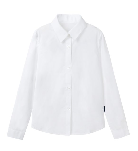 British Academy Girls’ Polar White Wrinkle-Resistant Long-Sleeved Shirt
