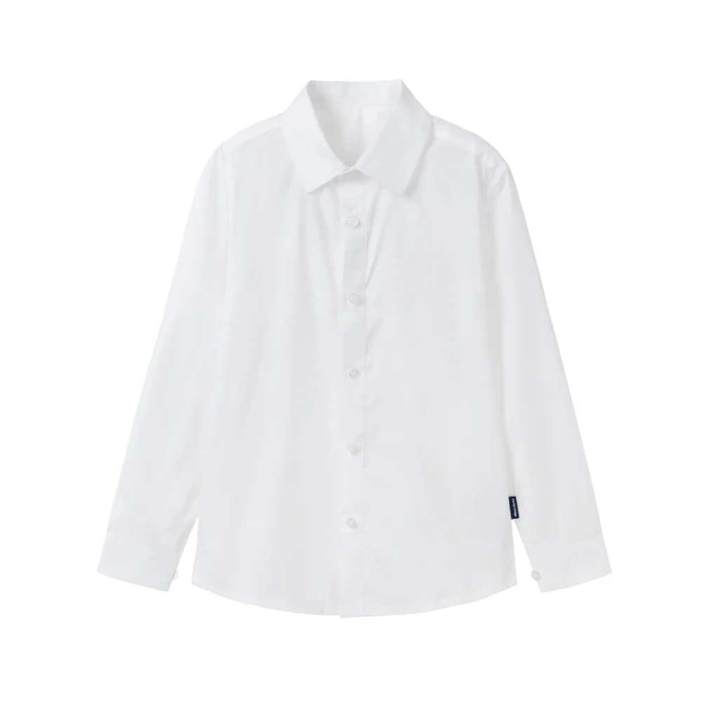 British Academy Girls’ Polar White Wrinkle-Resistant Long-Sleeved Shirt