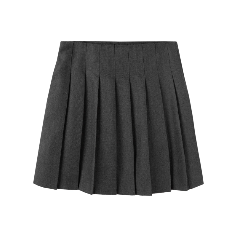 British-Inspired Girls’ Pleated Skirt-Dark Gray