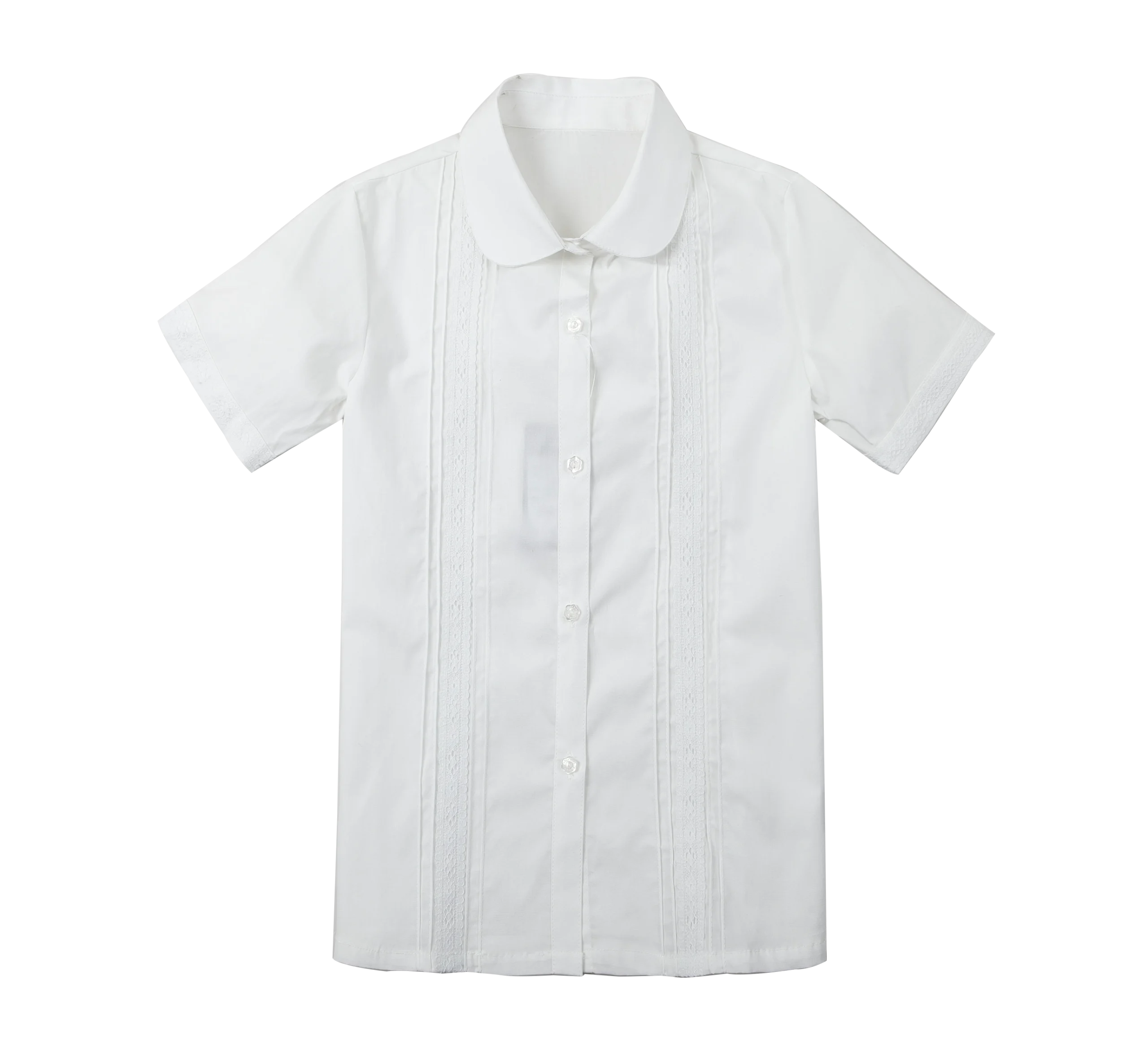 British Academy Girls’ Lace-Trimmed Short-Sleeved Shirt